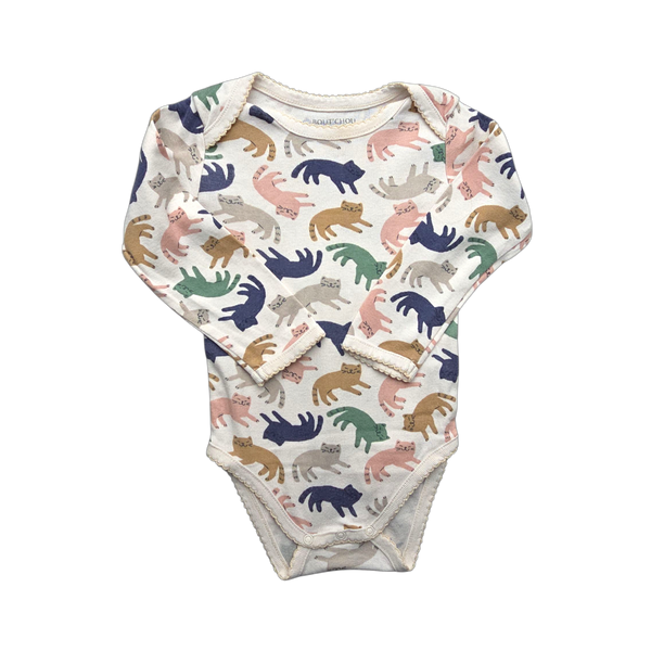 Body beige à motifs manches longues