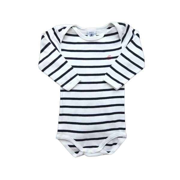 Body rayé bleu et blanc manches longues