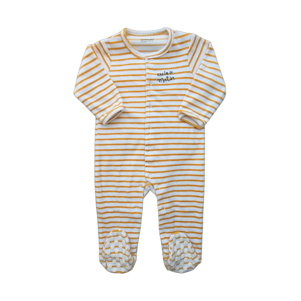 Pyjama rayé jaune et blanc une pièce