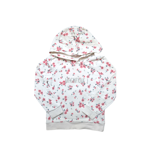 Sweat blanc fleuri