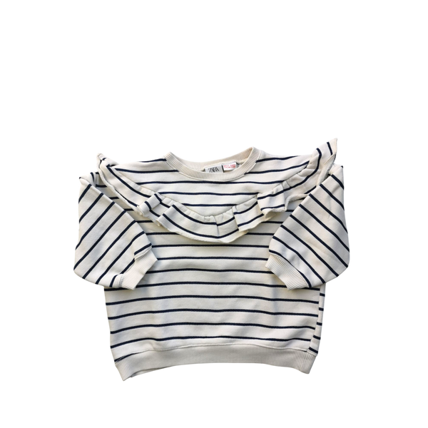 Pull rayé bleu et blanc
