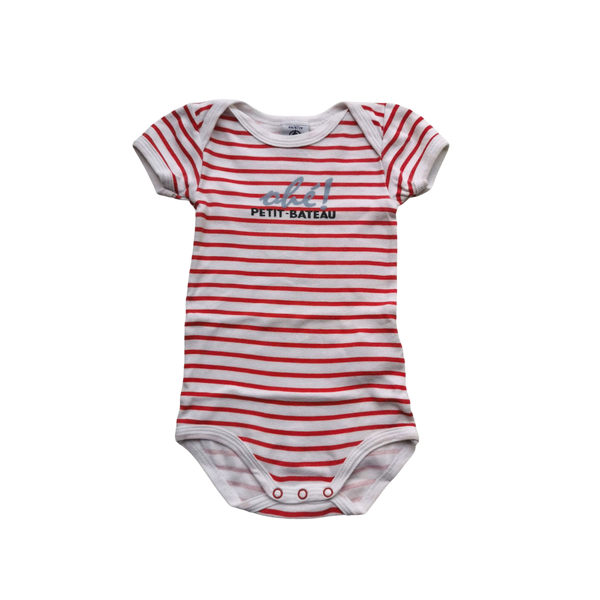 Body rayé rouge et blanc manches courtes