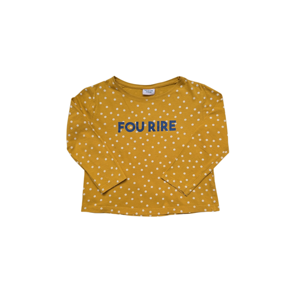 T-Shirt moutarde à pois manches longues