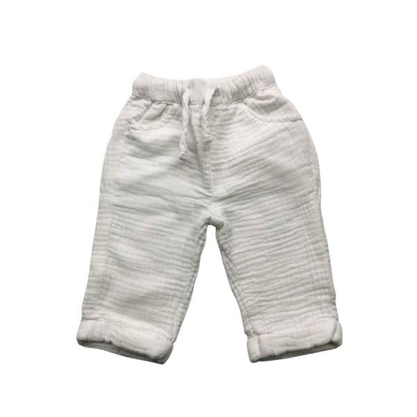 Pantalon blanc en gaz de coton