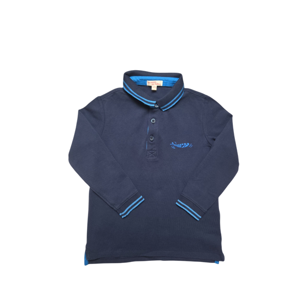 Polo bleu manches longues