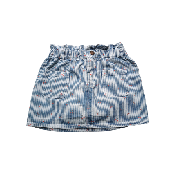 Jupe rayée bleue et blanche à motifs