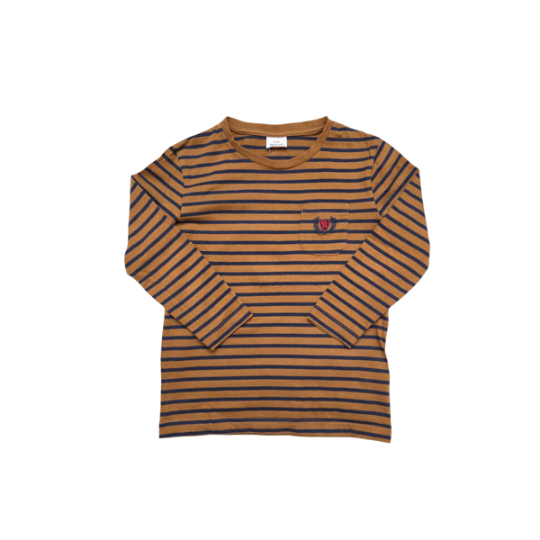 T-Shirt rayé marron et noir manches longues