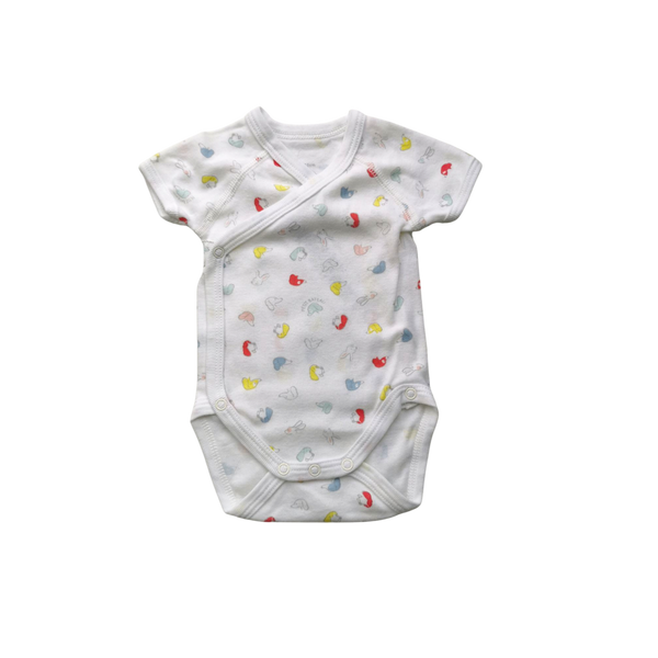 Body blanc manches courtes à motifs