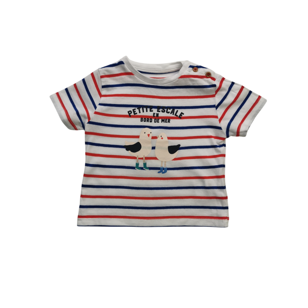 T-Shirt blanc à rayures blanches et rouges