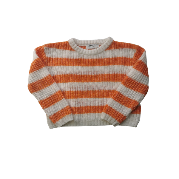 Pull rayures blanches et oranges