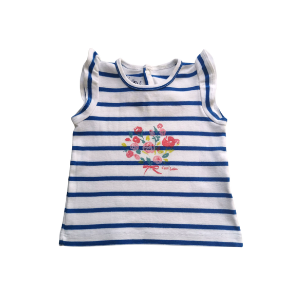 T-Shirt rayures bleues et blanches manches courtes