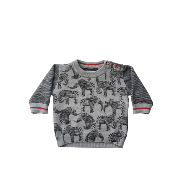 Pull gris à motif zèbre
