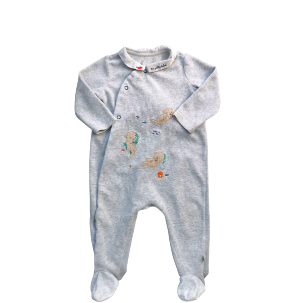 Pyjama gris une pièce avec col
