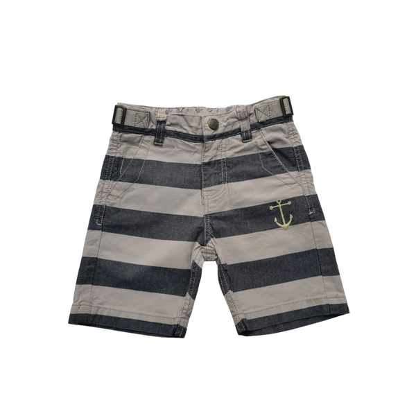 Short à rayures grises et bleues