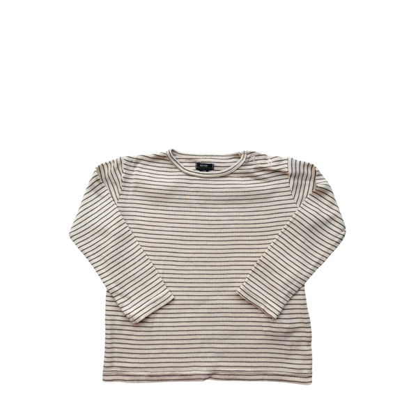 T-Shirt rayé crème et marron