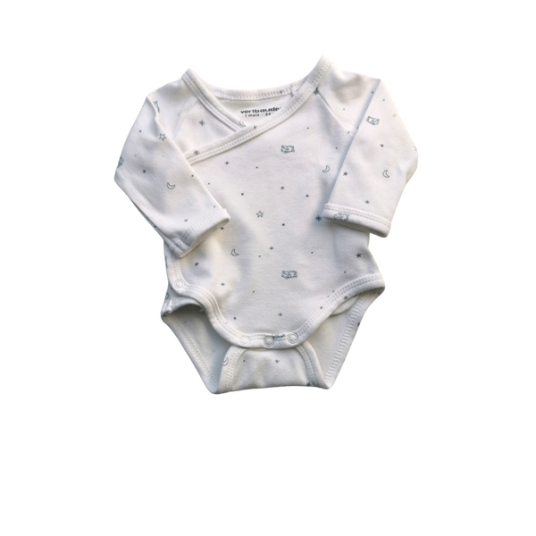 Body blanc manches longues avec motif