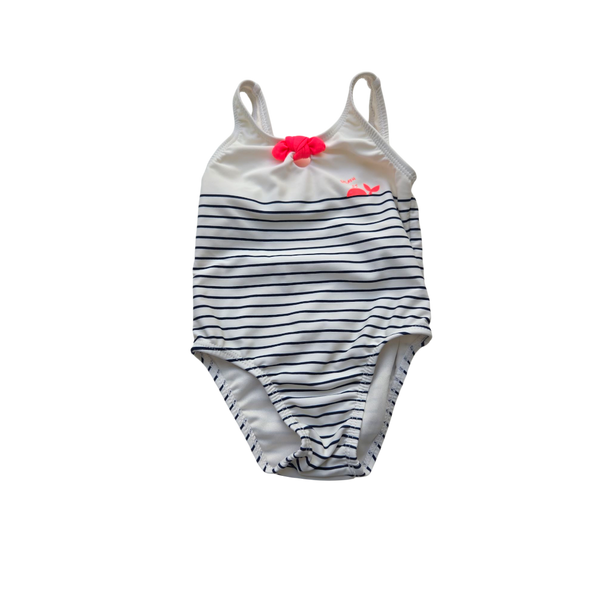 Maillot une pièce rayé bleu et blanc