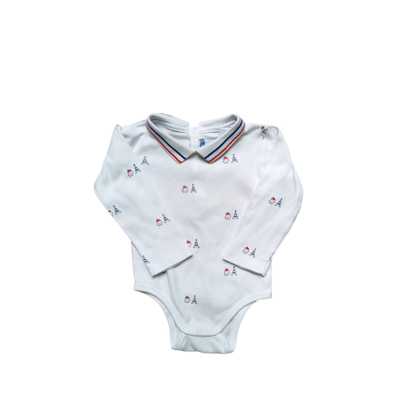 Body 2 en 1 blanc à motifs manches longues