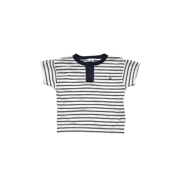 T-Shirt marinière bleu et écru manches courtes