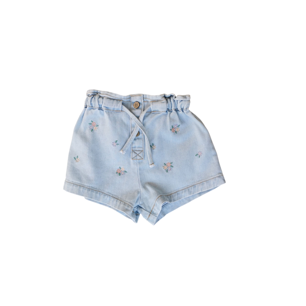 Short en jean à motifs