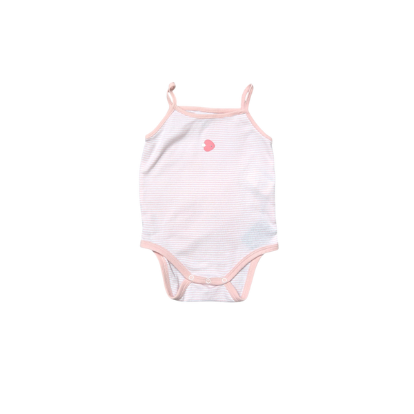 Body rayé rose et blanche à bretelles
