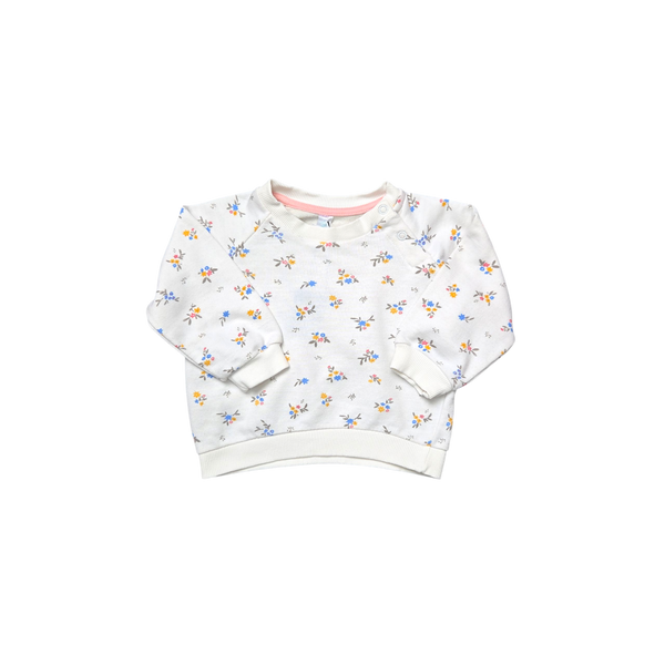 Sweat blanc fleuri