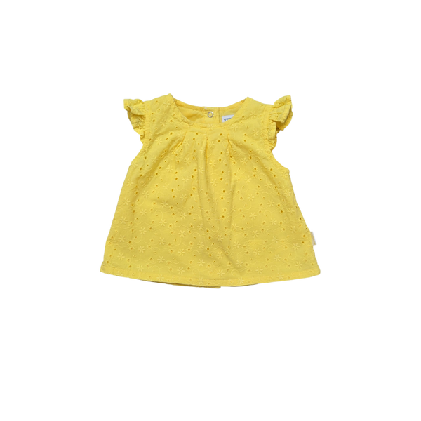 Blouse jaune brodée