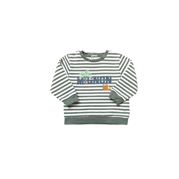 Sweat rayé vert et blanc