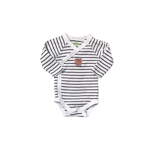 Body rayé forme croisée manches longues