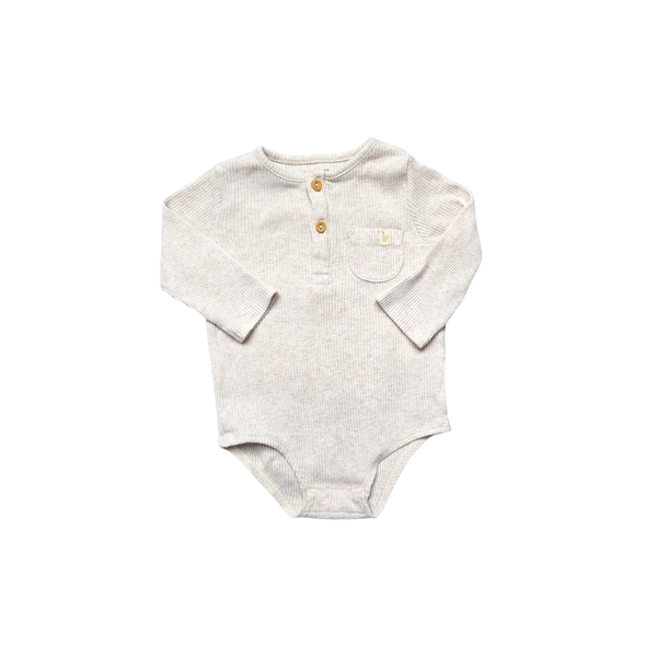 Body polo beige cotelé manches longues
