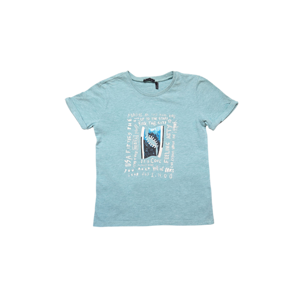 T-Shirt bleu turquoise manches courtes