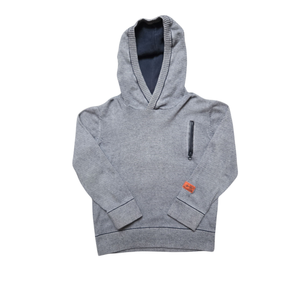 Sweat rayé bleu à capuche
