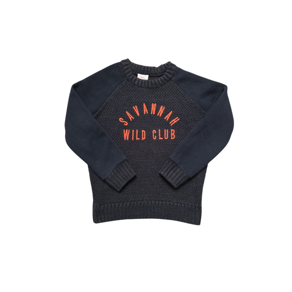 Pull bleu bi-matière