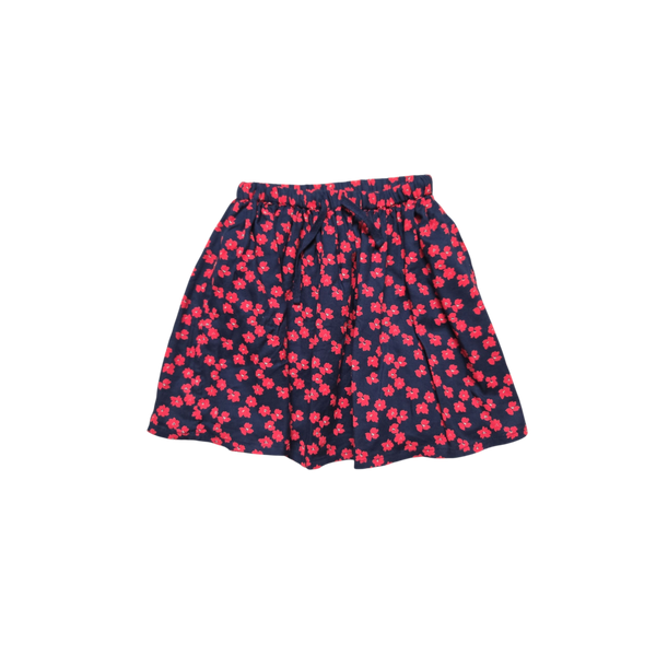 Jupe bleu motifs coquelicot