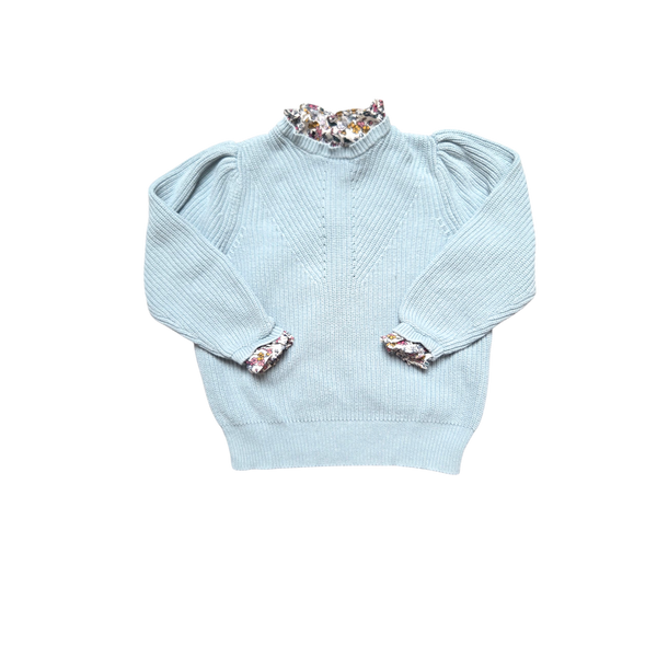 Pull bleu vert en maille