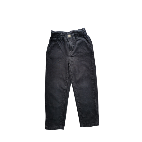 Jean noir coupe paperbag