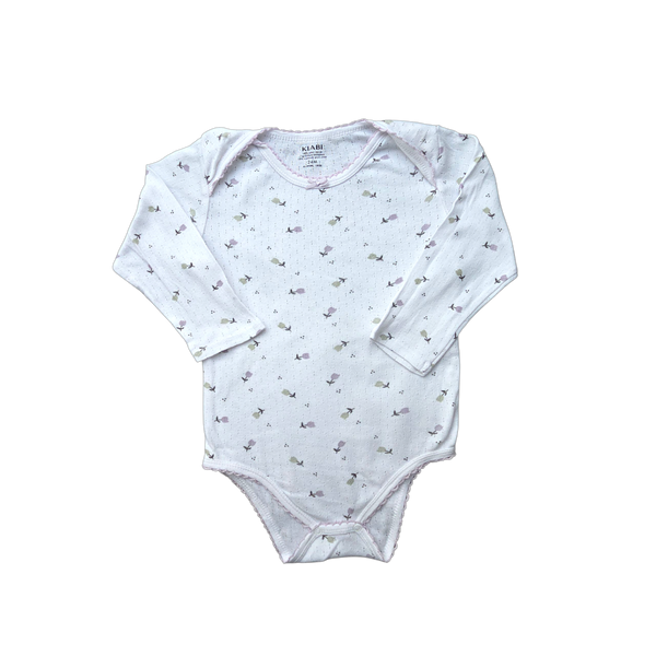 Body blanc à fleurs manches longues
