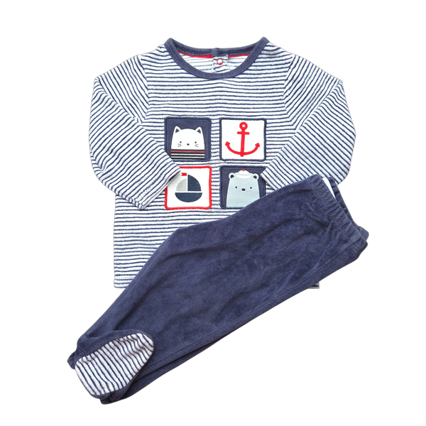 Pyjama rayé bleu deux pièces