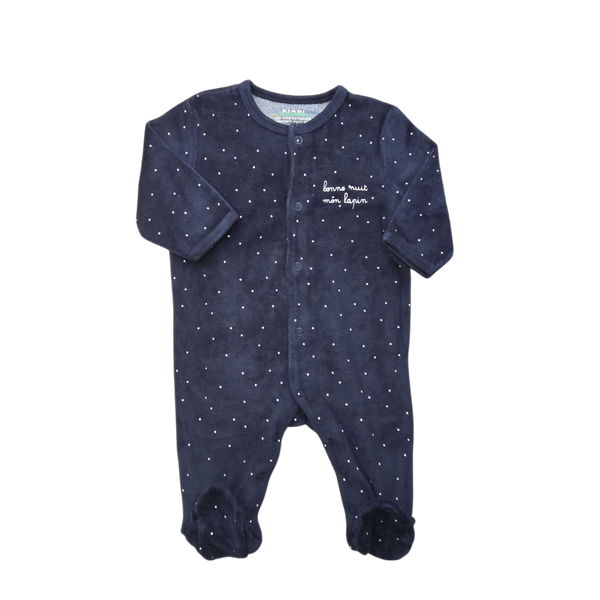 Pyjama bleu nuit à pois blanc une pièce