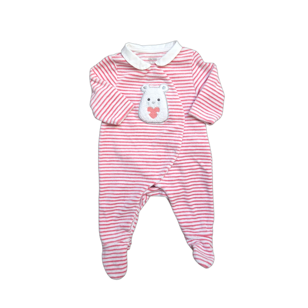 Pyjama rayé rose et blanc une pièce