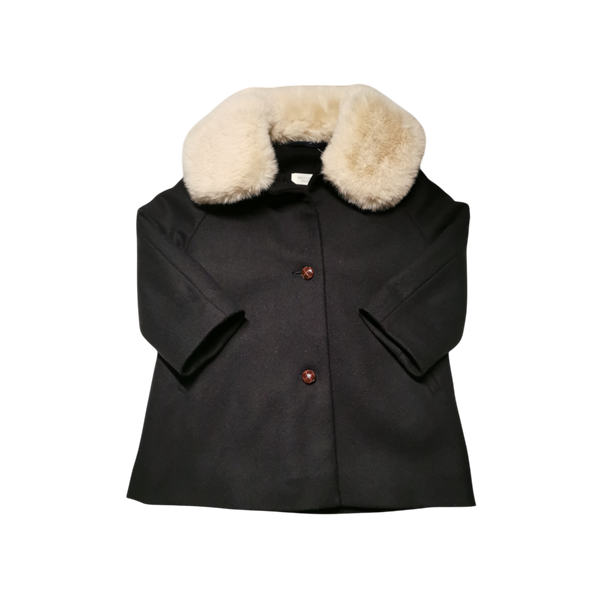 Manteau noir col fourrure