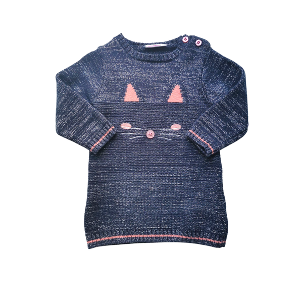 Robe bleue motif chat