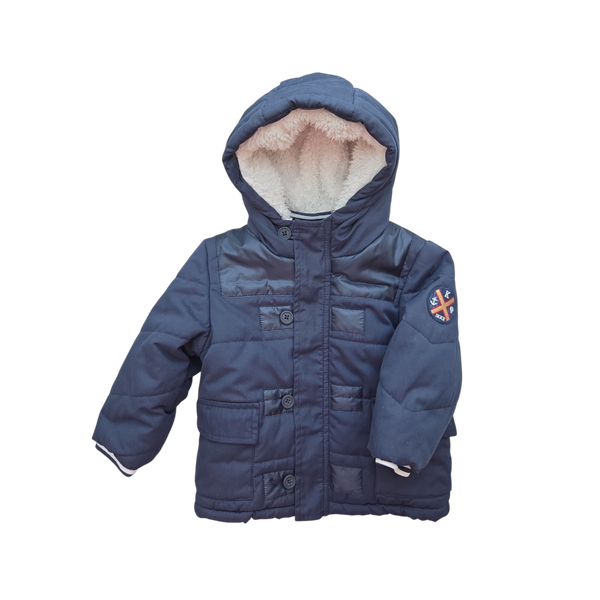 Manteau chaud bleu marine à capuche