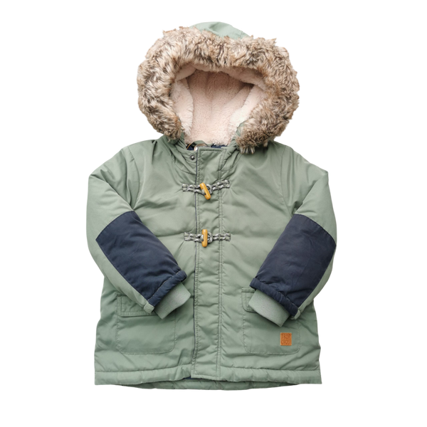 Manteau chaud vert à capuche