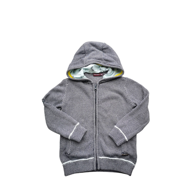 Veste rayée bleue et blanche à capuche