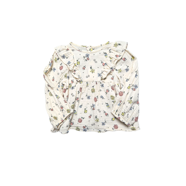 Blouse écru à fleurs