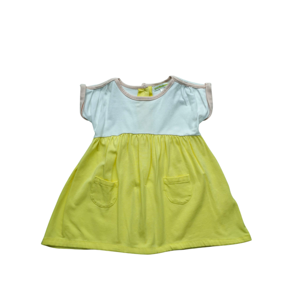 Robe bicolore blanche et jaune