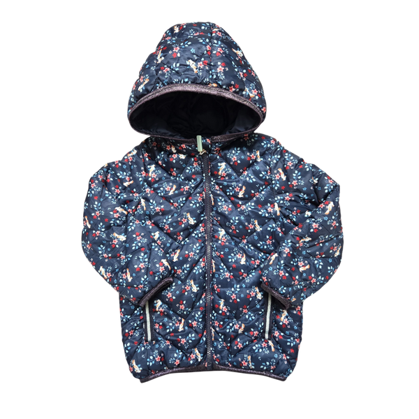 Doudoune bleu marine fleurie