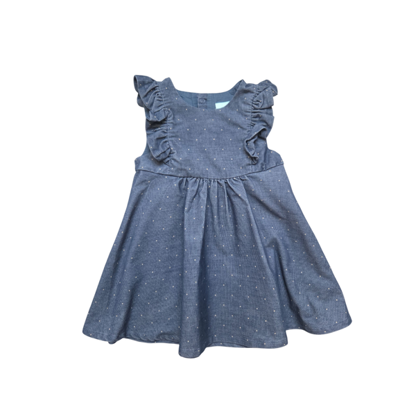 Robe à fines rayures bleues et pois blancs