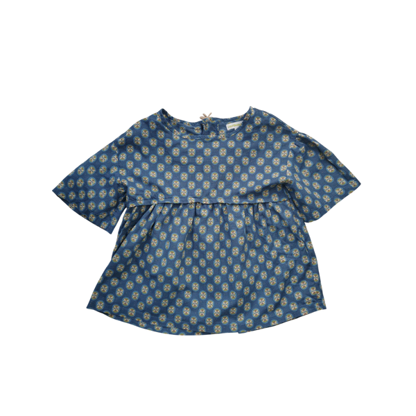 Blouse bleue imprimée